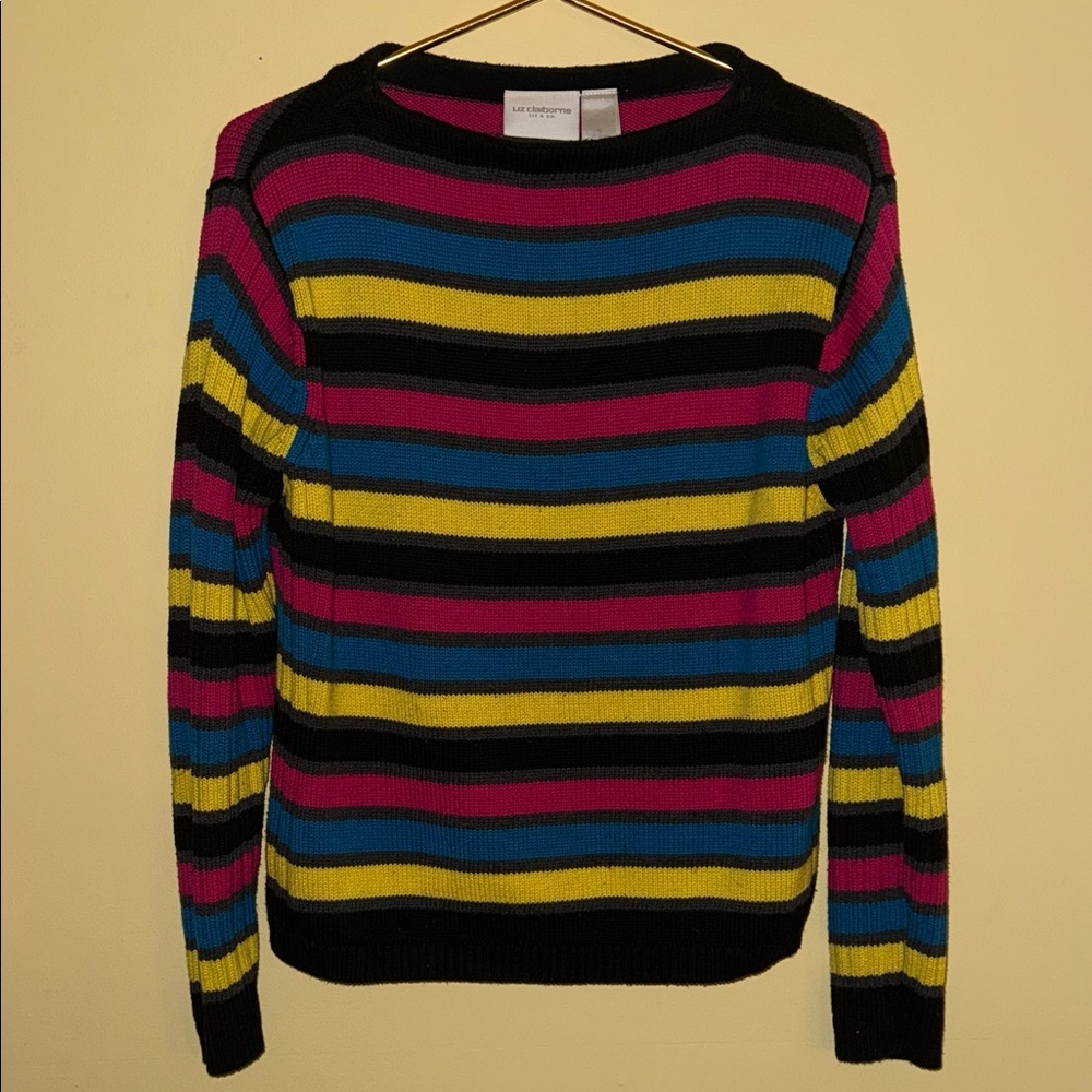 Liz Claiborne 100% Cotton Women’s Striped Sweater